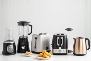 Collection of modern small kitchen appliances.